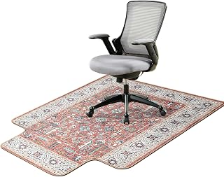 46" X 60" Office Chair Mat for Hardwood and Tile Floors, Under Desk Chair Mat for Carpet Protector Rolling Computer Chairs, Machine Washable Non-Slip Area Rug, Red Brown