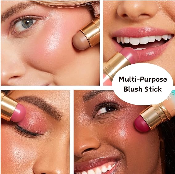 Multi-Purpose Blush Stick Dual-Ended,Butter Glow Contour Stick Wand Creamy Blendable Makeup for Face, Lightweight Formula Soft Matte Finish Nourishing Blush and Bronzer Combo