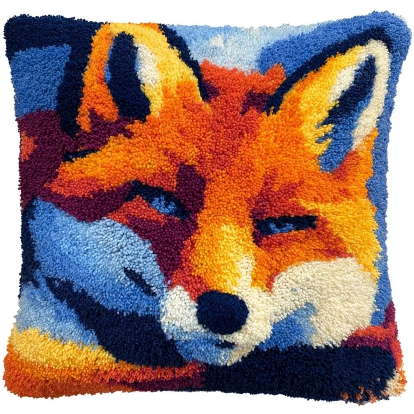 WallustrioaW Latch Hook Pillow Kits 43x43cm,Animal Fox