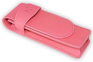 NEORAH -Faux Leather Handcrafted Double Pen Pouch with Loop |Portable Pen Case for 2 Fountain Pen, Roller Ball,Ballpoint Pen |Pen Holder,Pen case |Ideal Gifts for Men,boss,dad |14.5 x 4.5 cm| Pink