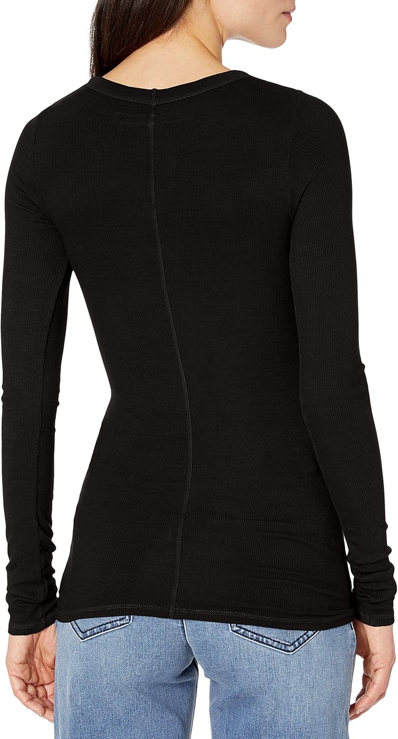 Enza Costa Women’s Stretch Silk Rib Fitted Long Sleeve Crew Neck Top - Image 2