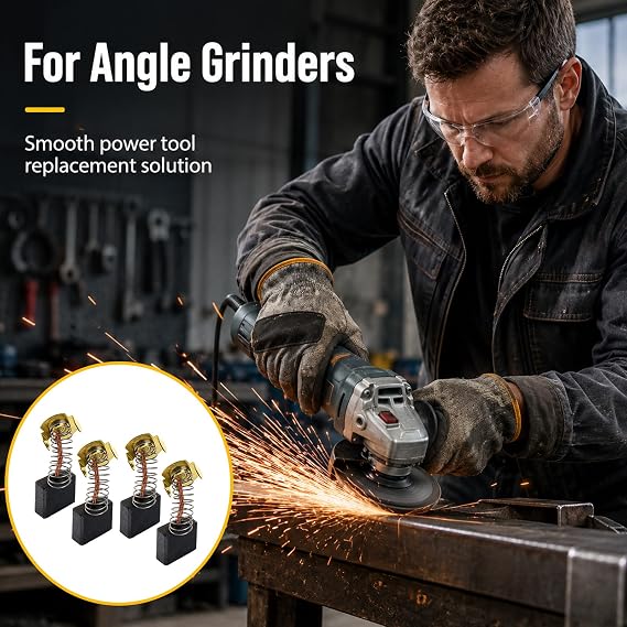 4 Pack Carbon Brushes Model CB204, for Angle Grinder, Cutting Machine, Electric Pick, Polishing Machine, Compatible with GA9020, GA9020KD, GA9020S Angle Grinders