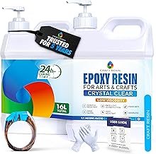 CRAFT RESIN 16L Epoxy Resin Kit - Crystal Clear Epoxy Resin Kit & Hardener for DIY Art, Mold Casting, Wood, Jewelry Making, Coasters, Table Top, Countertop Coating - Food Safe, Heat & UV Resistant