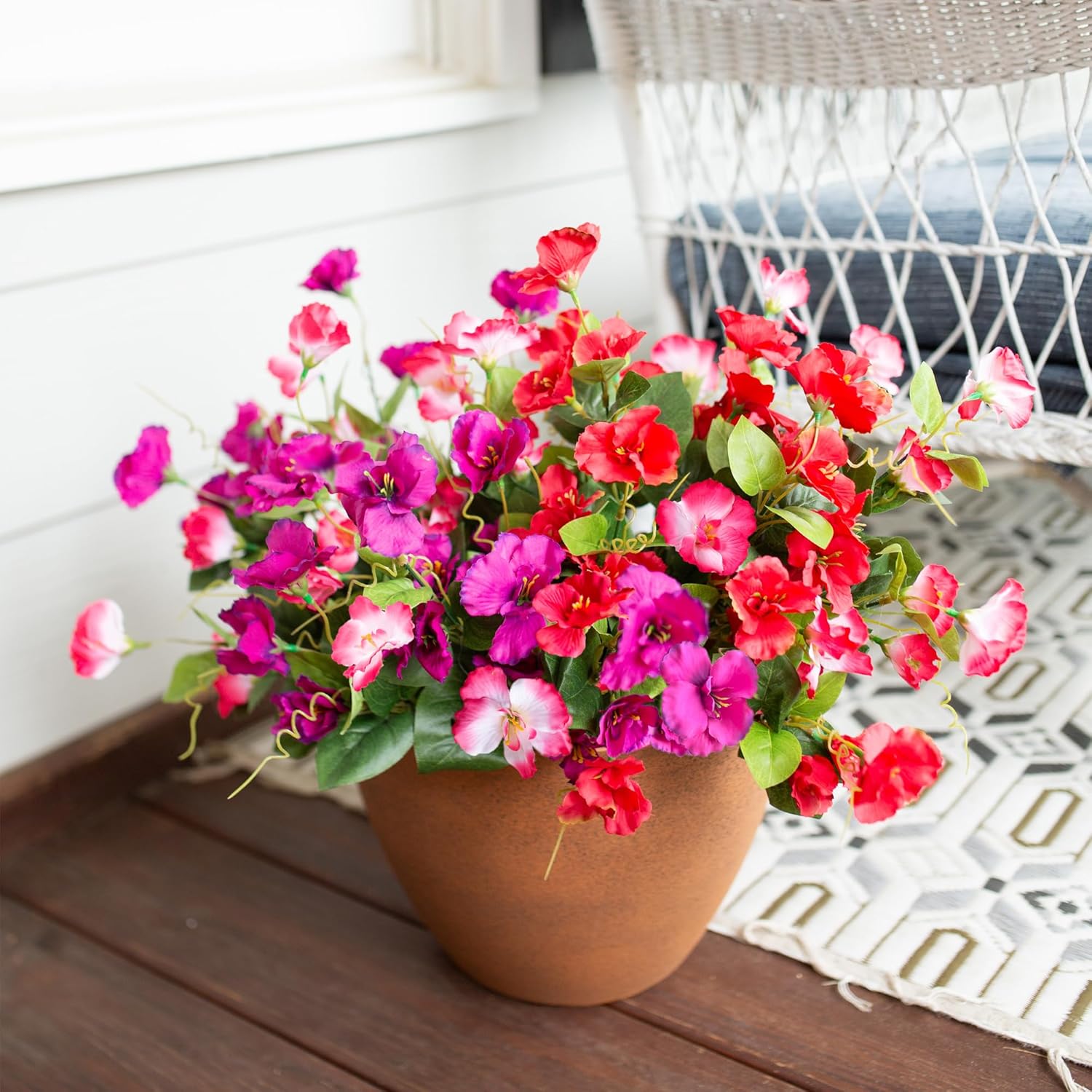 Hibiscus Artificial Flowers Plants for Outdoors Summer Decoration, 6 Bundles Fake Silk Hibiscus Bouquet Realistic UV Resistant Tropical Flowers Artificial for Outside Planter Front Door Porch Patio - Image 3