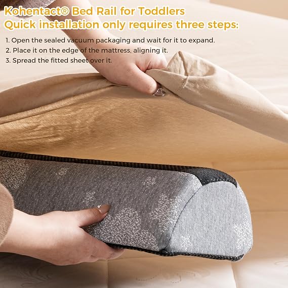 Bed Guard for Toddlers Foldable and with Pad from Foam Bed Bumpers Rail with Dual Non-Slip Pads Waterproof Washable Soft Removable Cover Safe Bed Rail for Kids Seniors