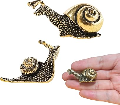 2pcs Brass Snail Statues, Vintage Snail Figurines for Home Decor