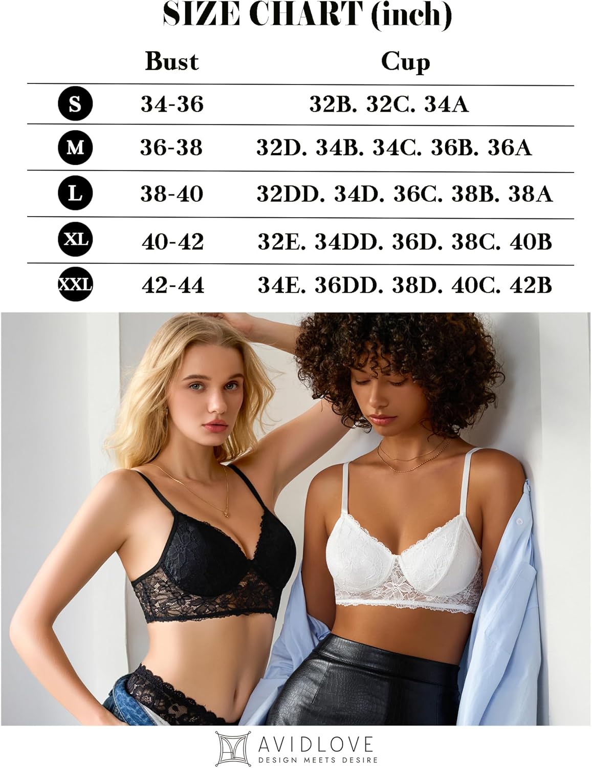 Avidlove Lace Bra Sexy Bralettes Womens Wireless Balconette Bras Half Cups Double-Layered Soft - Image 7