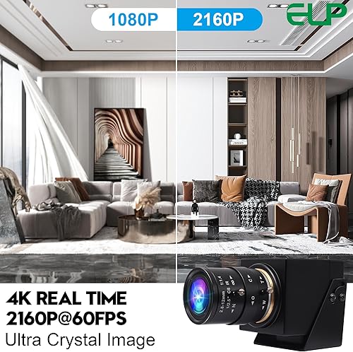 Miniatura 9 de ELP Cámara web USB3.0 4K 60fps - Salida HDMI para TV/Monitor - Zoom manual - Cámara de PC de alta velocidad para videoconferencia - Enfoque variable