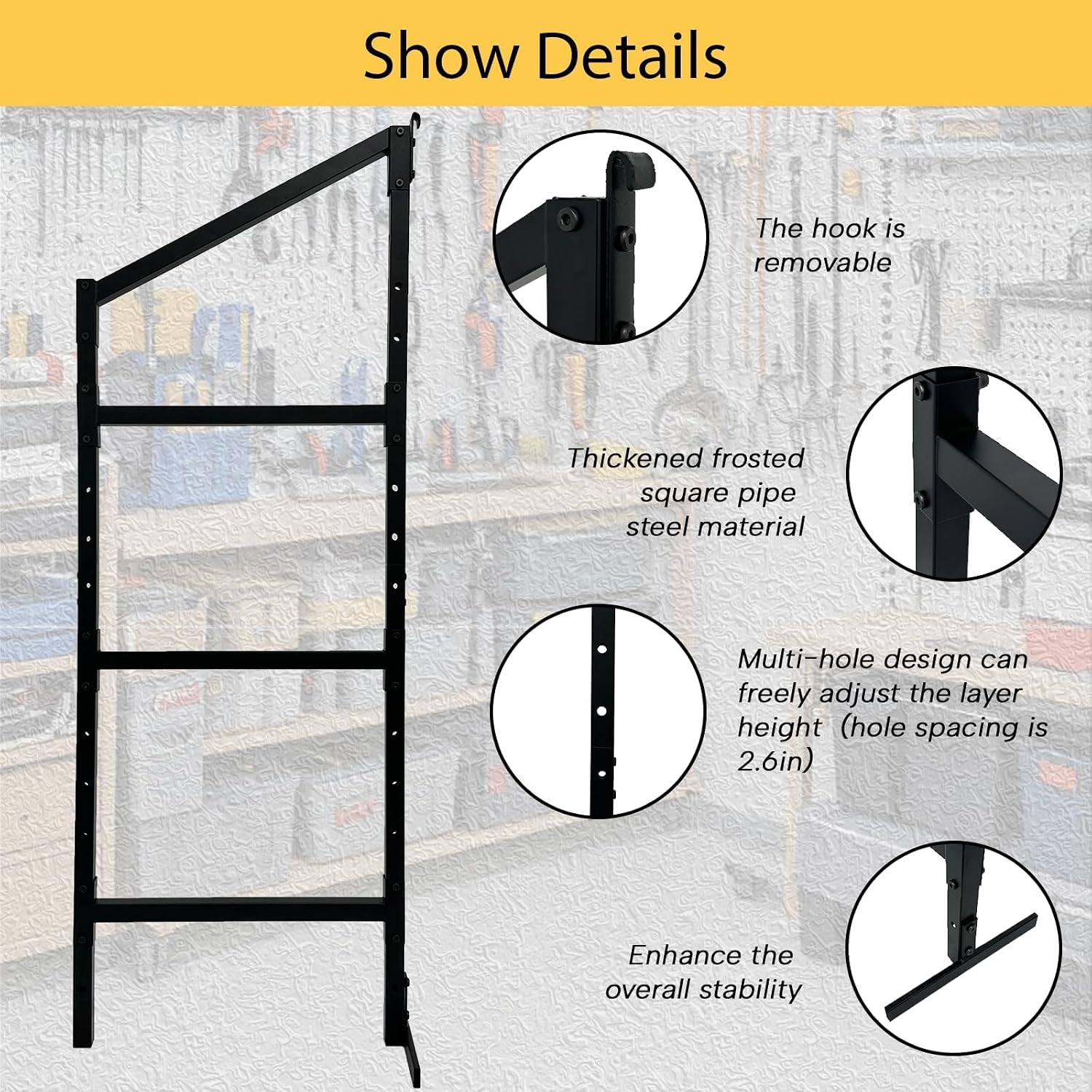 Shipping Container Shelving - 21in*58in, Industrial Cargo Trailer Shelving | Porous Adjustable Interlayer Spacing , Suitable for Container, Storage, Garage,Easy Installation（4-PCS）