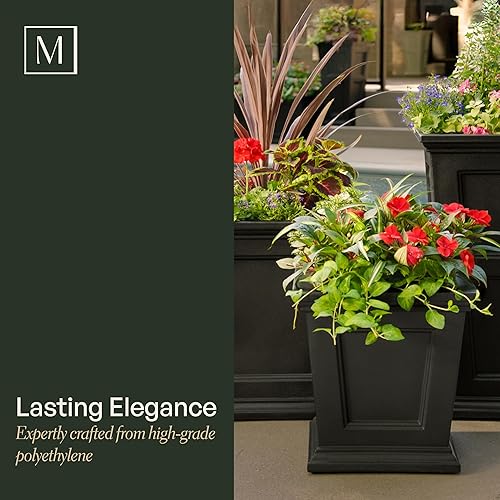 Miniatura 10 de Mayne Fairfield - Maceta cuadrada de 28 pulgadas, color negro, maceta de resina duradera (8800-B)