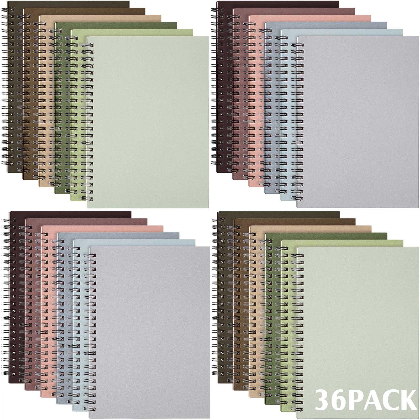 Fuutreo Lot de 36 carnets à spirales lignés pour le travail - Format A5 - 21 x 14 cm - Couverture kraft - 12 couleurs, 60 feuilles, 120 pages - Fournitures scolaires - Couleur Morandi