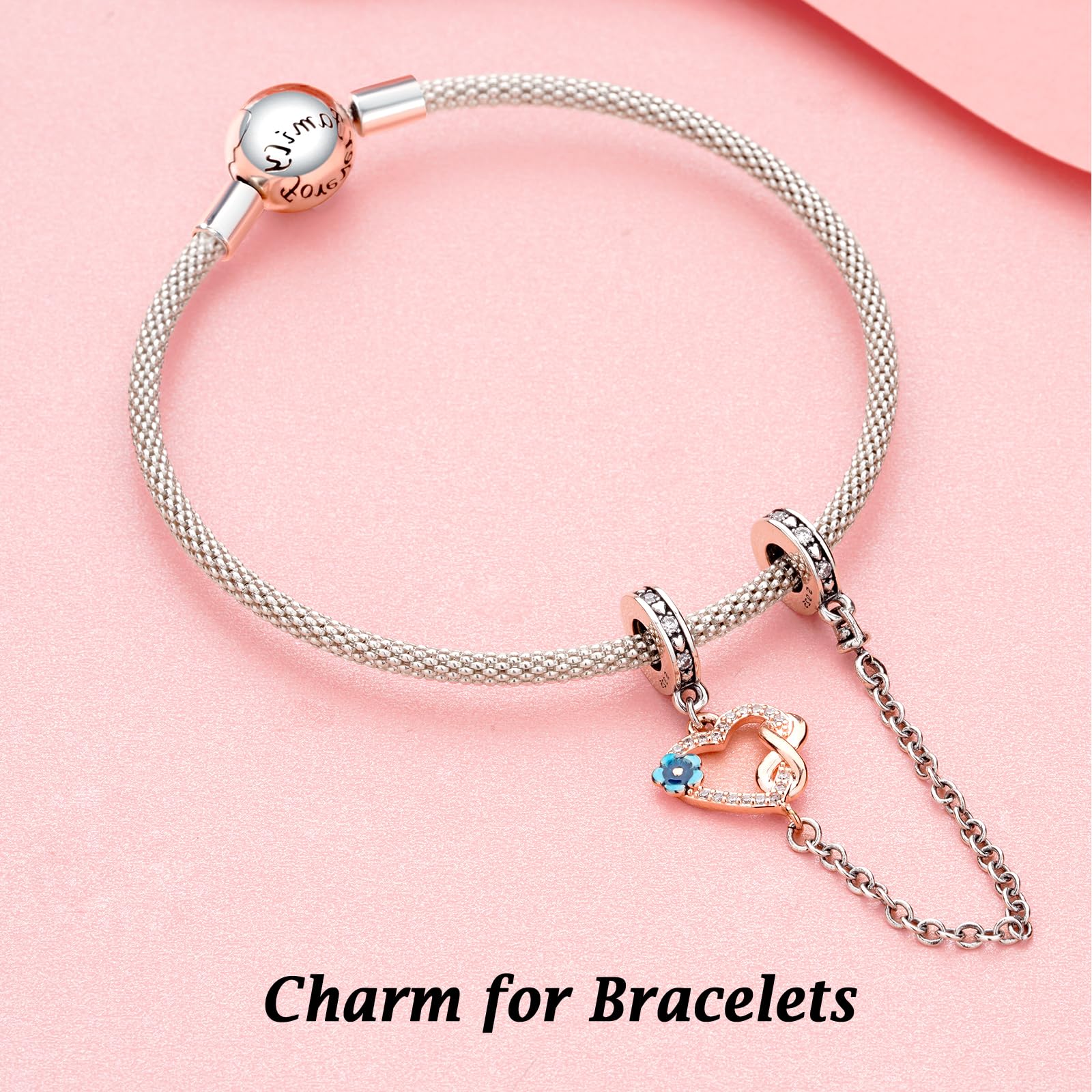 Annmors 925 Sterling Silver Clips Distanziatore Catena di Sicurezza Ferma Ciondoli Ciondolo in Vetro di Murano per Donna Bracciale Collana Gioielli Regalo