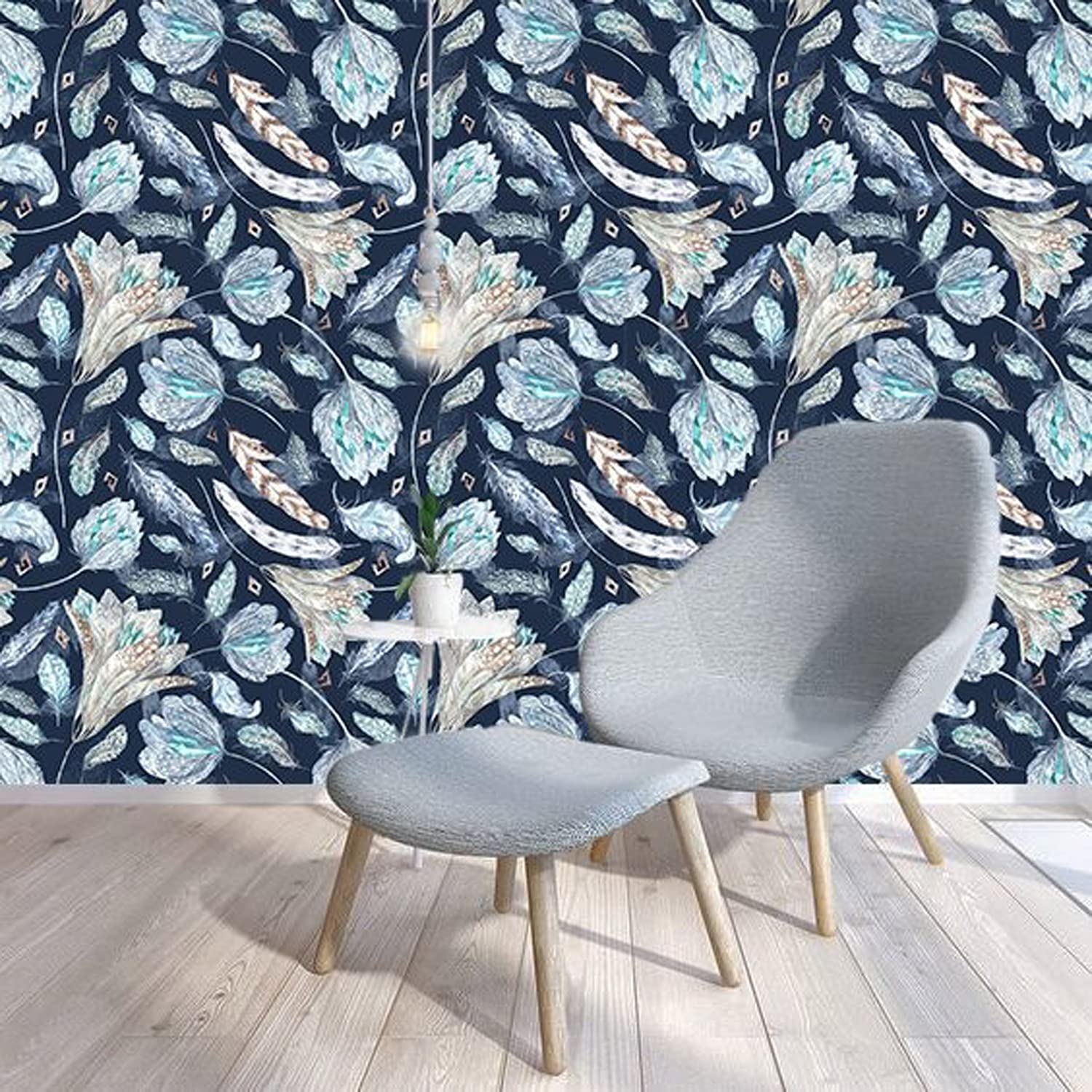 Papier peint intissé boho chic indigo Coloray 152x104cm texture haut de gamme