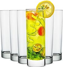 LUXU Highball Glasses(Set of 6)-10 oz,Lead-free Drinking Glasses with Heavy Base,Premium Collins Tumblers,Durable Clear Tall Glass Cups for Water,Juice,Beer,Wine,Beverages,Cocktails and Mixed Drinks