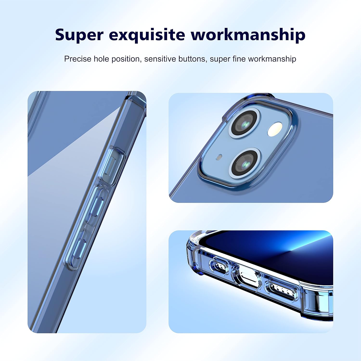 Aukvite Compatible with iPhone 13 Case, Anti-Fall Crystal Clear Case Designed for iPhone 13 Cover Soft TPU Case with 4 Corners Shockproof Protective Slim Thin Cover 6.1 inch 2021 (Blue)