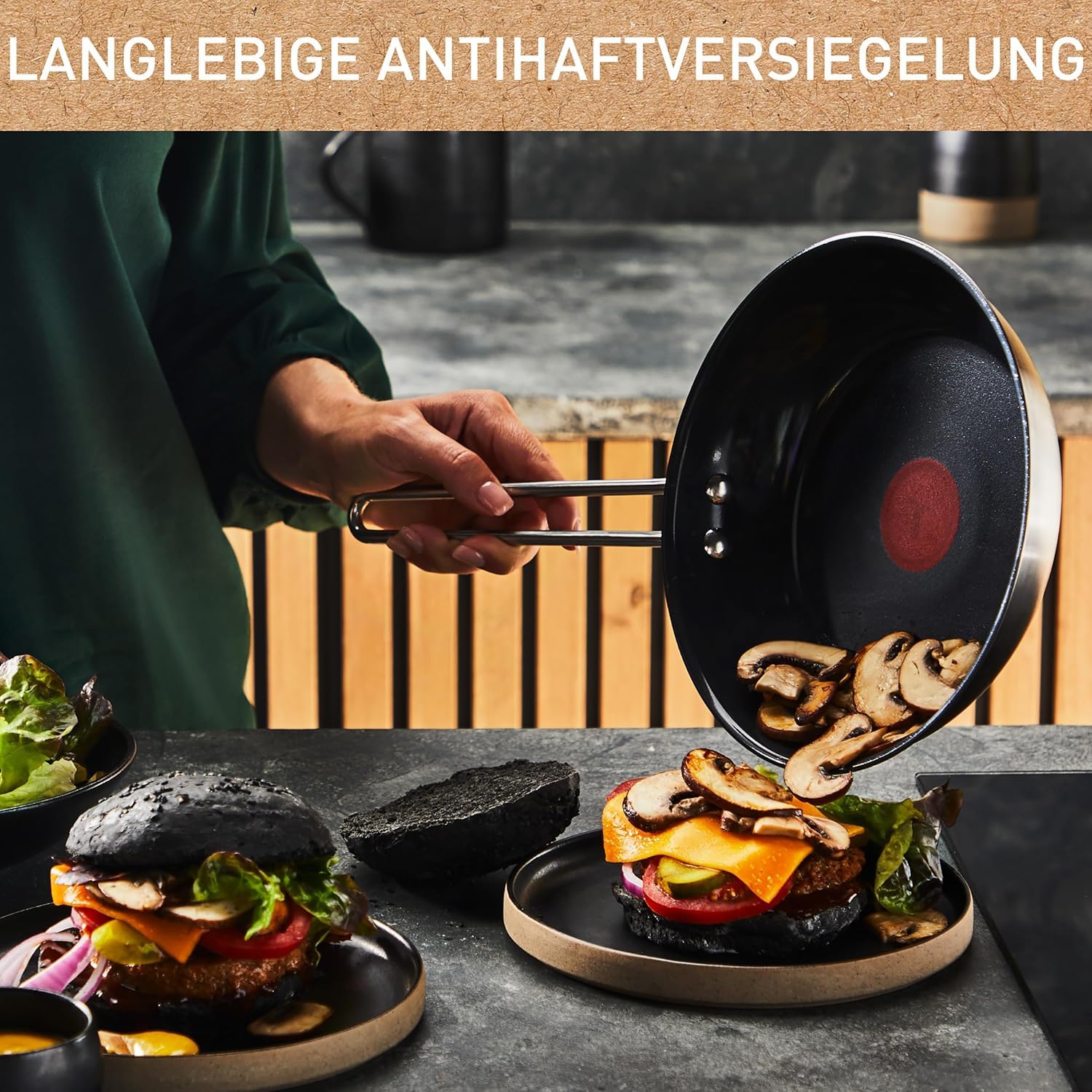 Image secondaire de Poêle Tefal Nordica en Acier Inoxydable avec Revêtement Céramique et Indicateur de Température