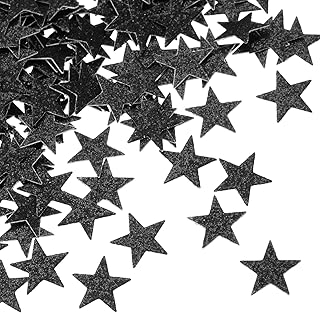 sourcing map 200 piezas de confeti de estrella con purpurina para decoración de fiesta, boda, festival, 0.39 x 0.39 pulgadas, color negro