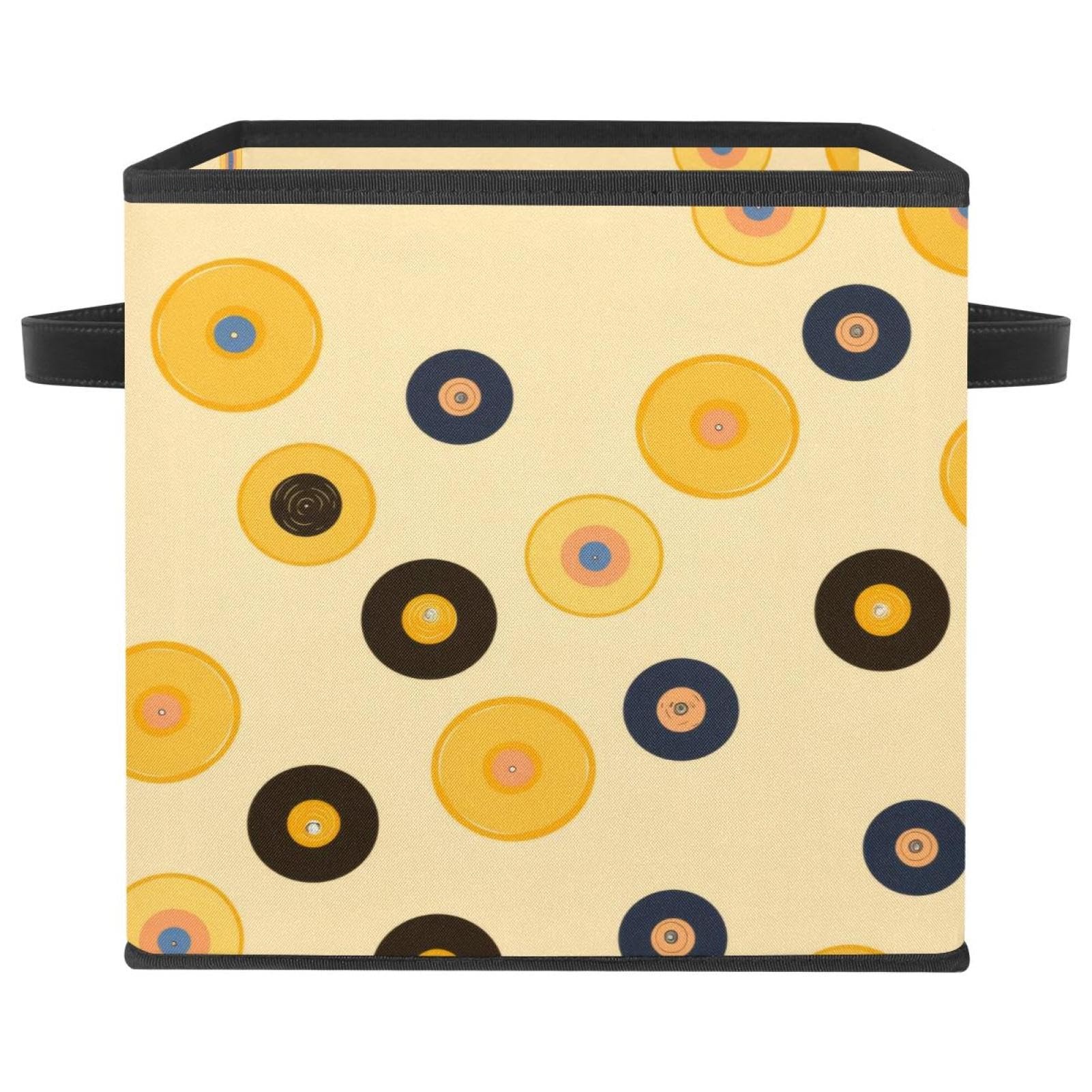 Grand cube de rangement en tissu de qualité et poignées en cuir