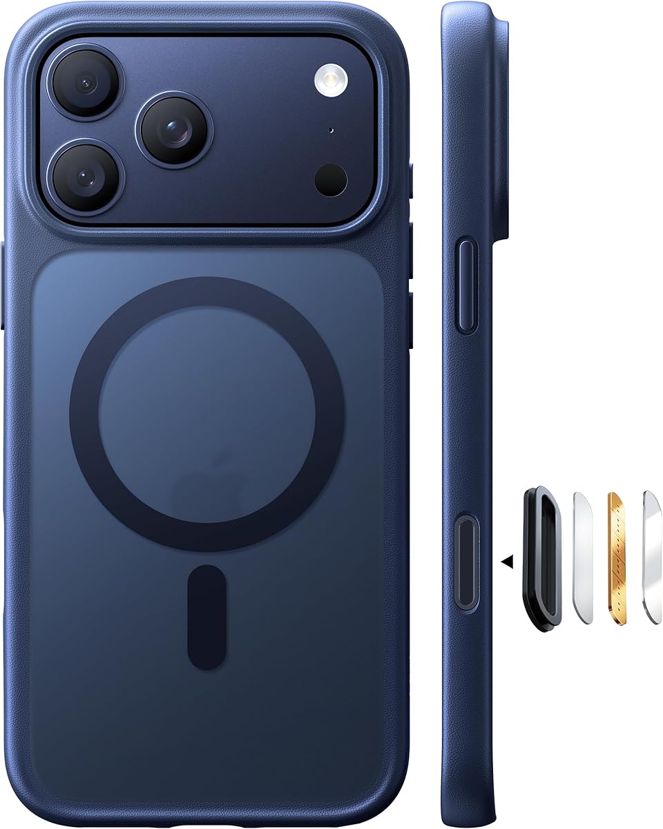 TORRAS Stronger Magnetic & Shockproof for iPhone 17 Pro Max Case, Fit for MagSafe, Military Grade Drop Protection, Camera Control, DIY Button, Slim for iPhone 17 Pro Max Case Translucent Deep Blue