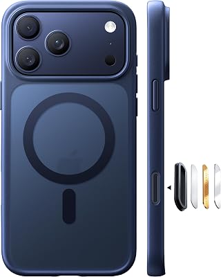 TORRAS Stronger Magnetic & Shockproof for iPhone 17 Pro Max Case, Fit for MagSafe, Mil-Grade Drop Protection, Camera Control, DIY Button, Slim for iPhone 17 Pro Max Phone Case Translucent Deep Blue