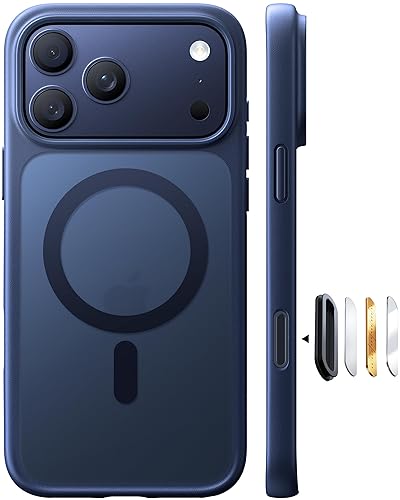TORRAS Stronger Magnetic & Shockproof for iPhone 17 Pro Max Case, Fit for MagSafe, Military Grade Drop Protection, Camera Control, DIY Button, Slim for iPhone 17 Pro Max Case Translucent Deep Blue