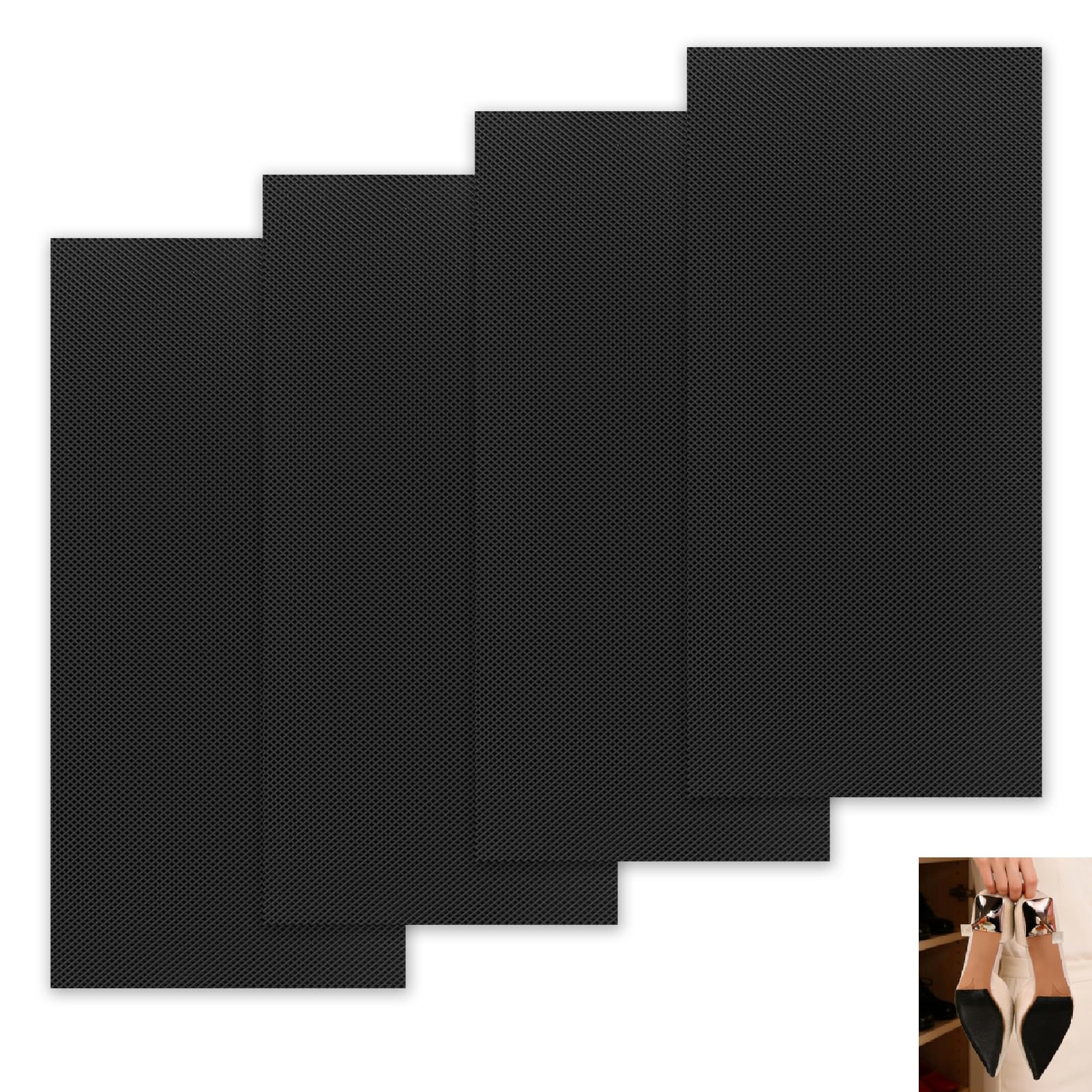 4 Piezas Plantilla Antideslizante para Zapatos, Protectores para Suelas de Zapatos Recortables, Suela Antideslizante Autoadhesiva para Tacones Botas de Cuero Sandalias, Reducción de Ruido Negro