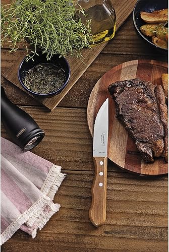 Miniatura 7 de Tramontina Juego de 4 cuchillos para carne jumbo de 5 pulgadas, cuchillo afilado con mango de madera, ‎camping, cocina, rústico, 22399079