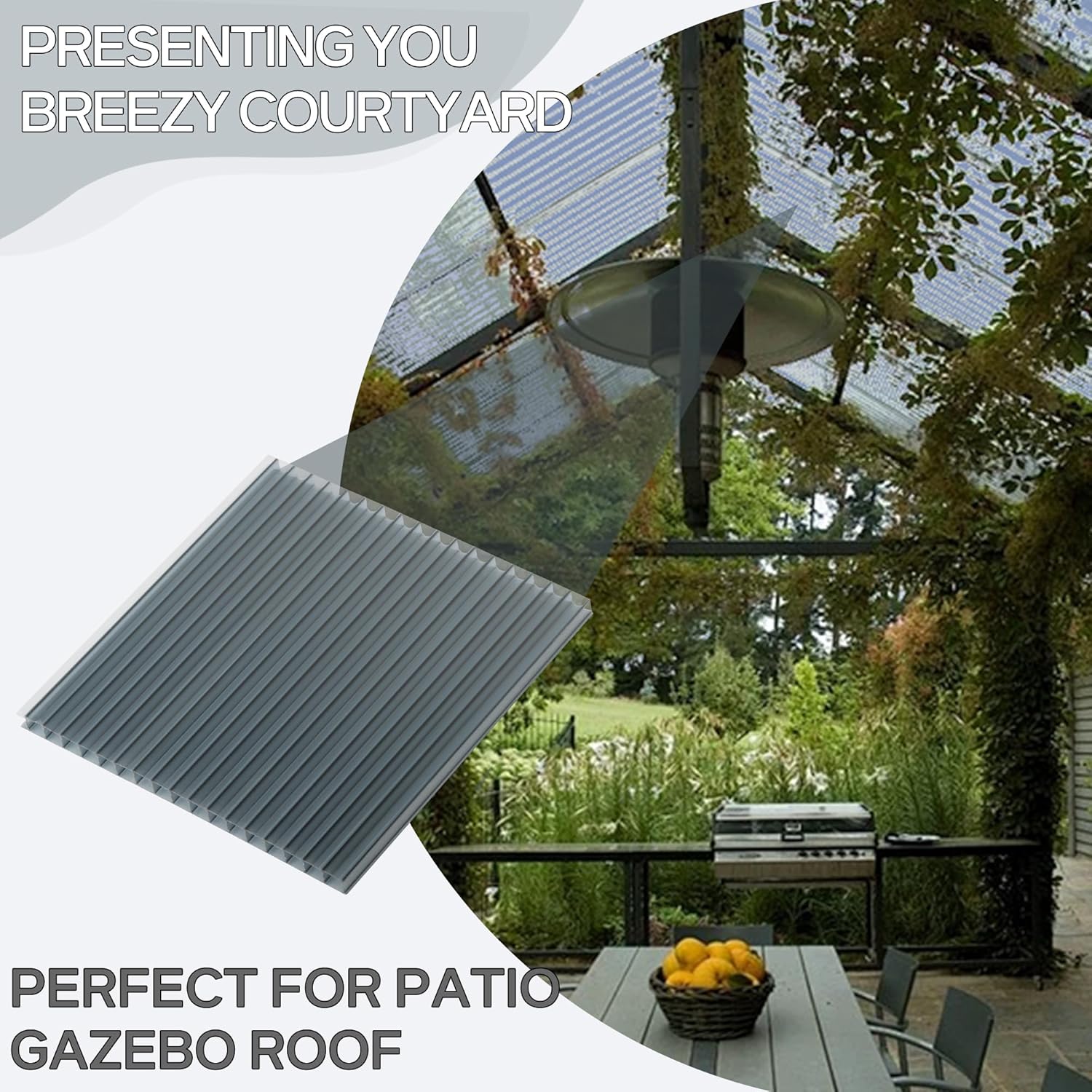 12Pcs Polycarbonate Outdoor Roofing Plates, 5" x 2" x 0.24'' Polycarbonate Panels for Greenhouses, Waterproof, UV - Resistant, Reinforced Blue - Toned Sheets for Patio Covers, Dividers