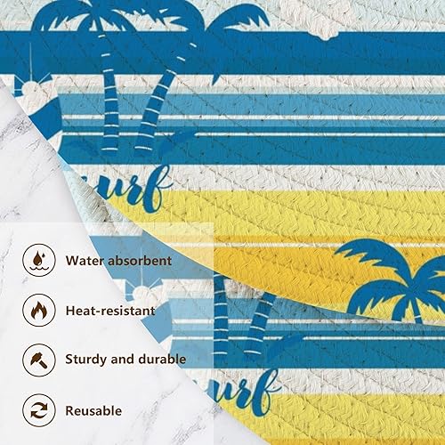 Miniatura 2 de Summer with Windsurf Round Cotton Pot holders, Hot Pads, Boho Cotton Hot Coasters Trivets for Cooking and Kitchen - Set of 3
