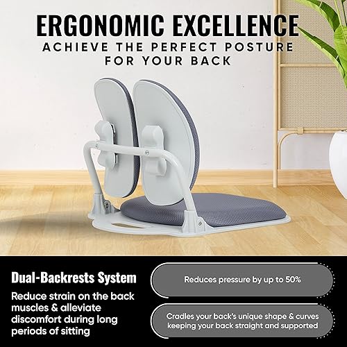 Miniatura 4 de Fabricado en Corea Silla ergonómica de suelo con respaldo doble con soporte para el respaldo, silla de meditación, silla de juegos de suelo, silla