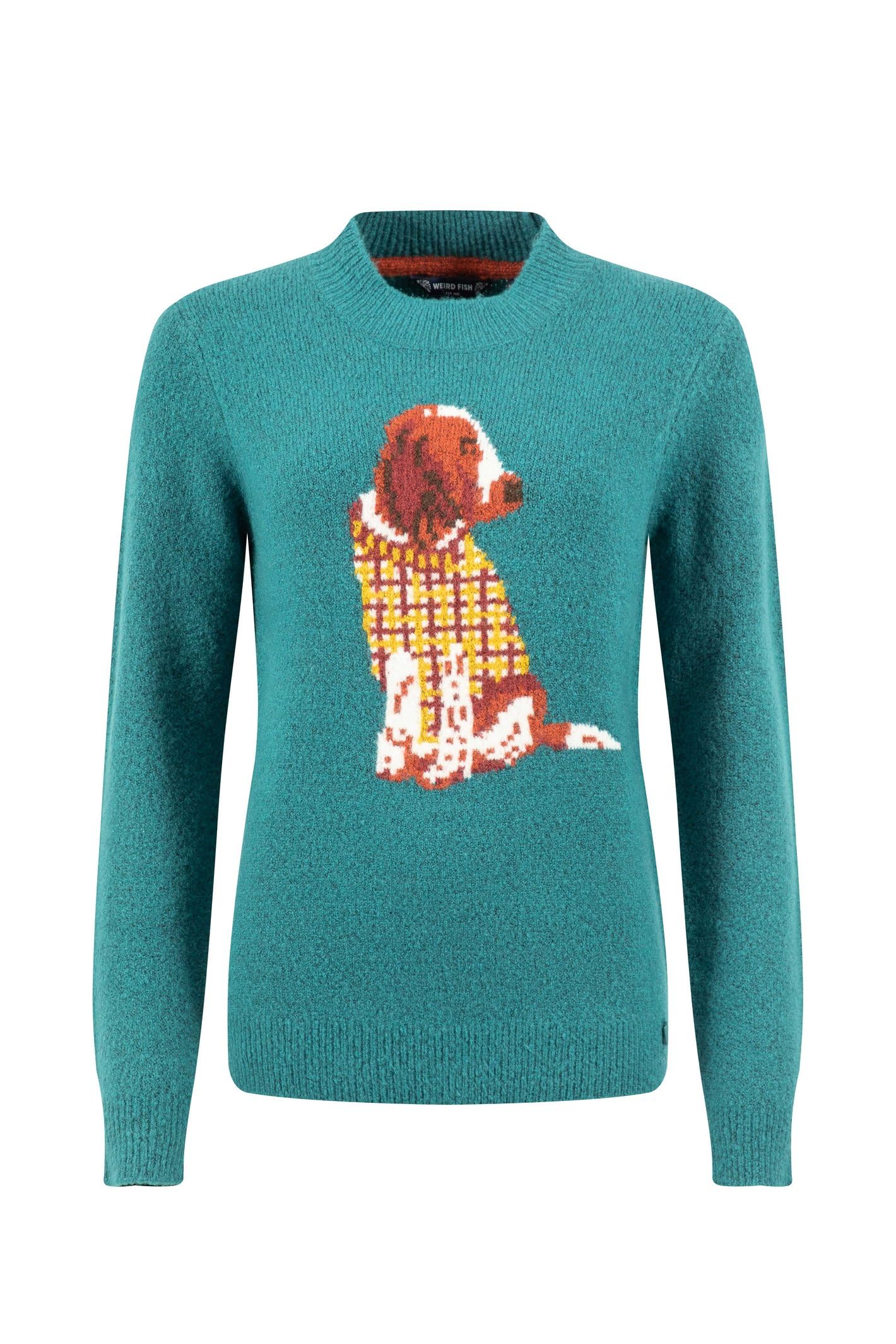 Weird Fish Lotipot Intarsia Knitted Jumper Deep Teal Size 12. (Jumper/Sweater/Fleece)