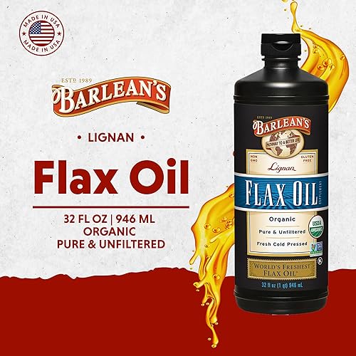 Miniatura 15 de Barlean's Lignan Aceite de linaza de semillas de lino prensadas en frío, 7,230 mg de ácidos grasos ALA Omega-3 para mejorar la salud del corazón