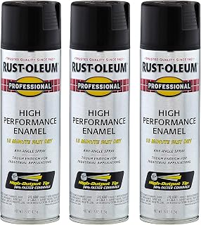 Rust-Oleum 7578838-3PK Professional High Performance Enamel Spray Paint, 15 Oz, Flat Black, 3 Pack