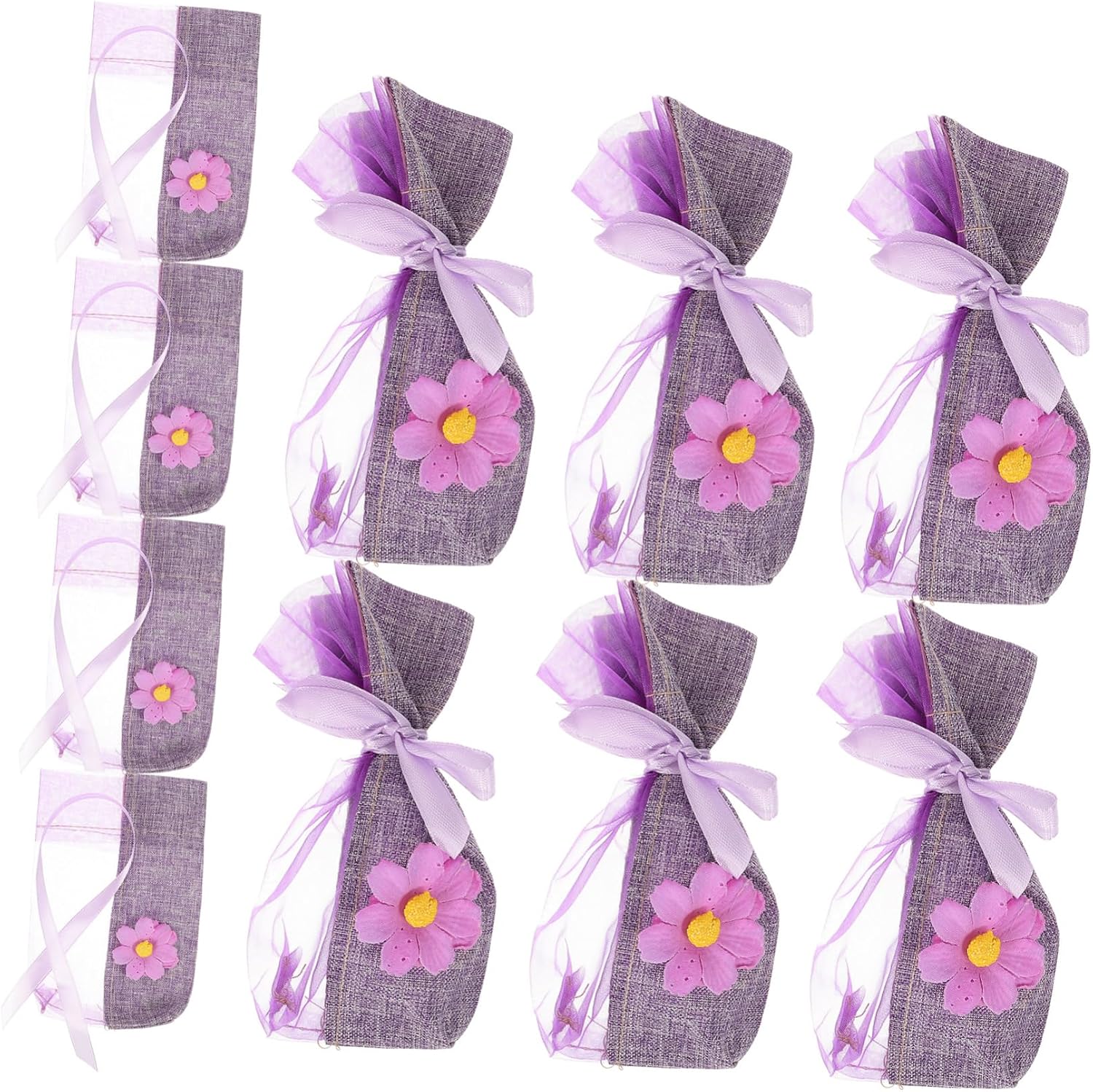 FUNOMOCYA 10pcs Fine Mesh Lavender Sachet Bags Organza Pouches for Fragrance Dried Flowers and Packaging for Car Odor Removal and Home Use