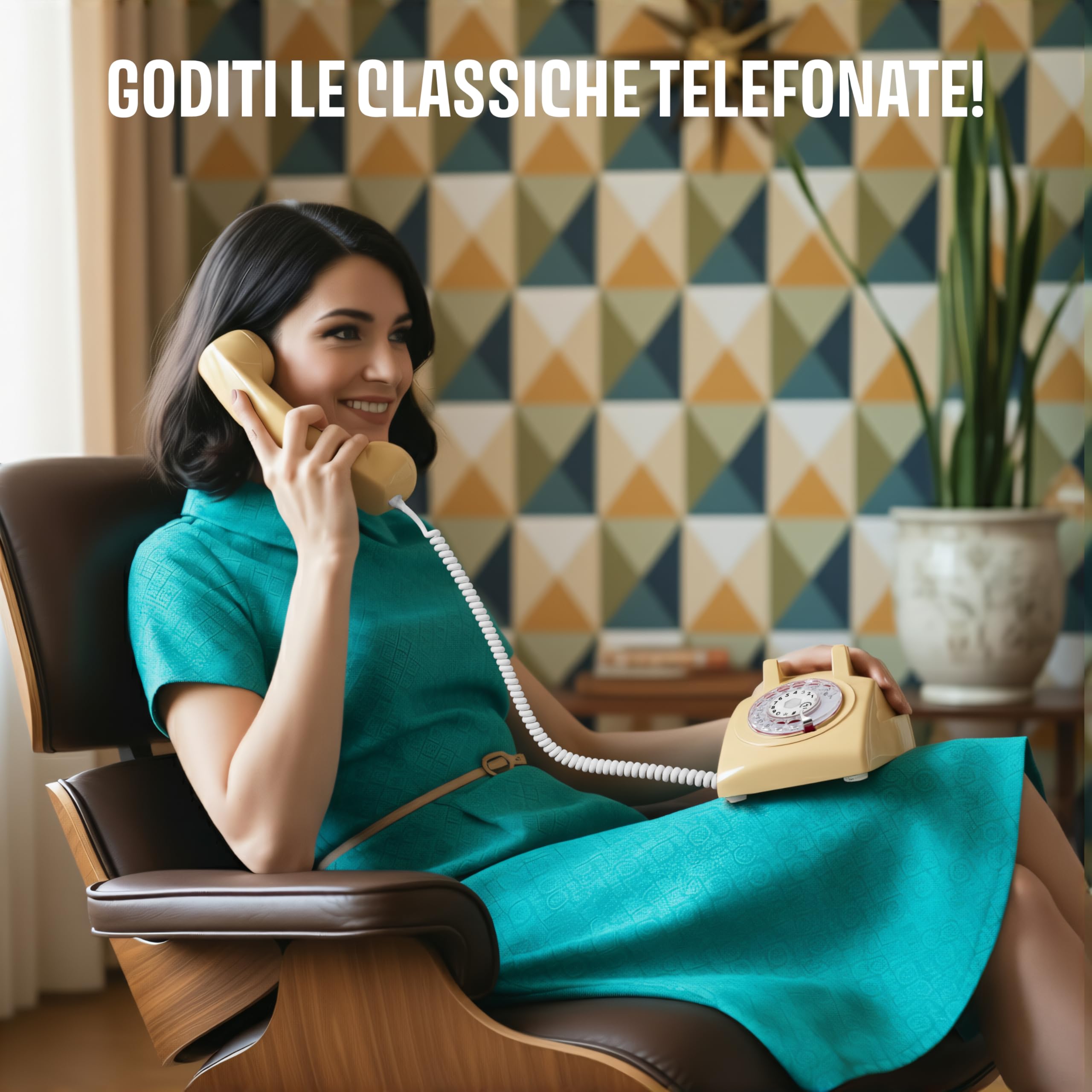 Opis Technology 60s Cable Telefono Vintage Fisso a Disco – Telefono Fisso Casa Retrò Anni 60 con Vera Suoneria Metallica e Disco Combinatore Meccanico – Beige