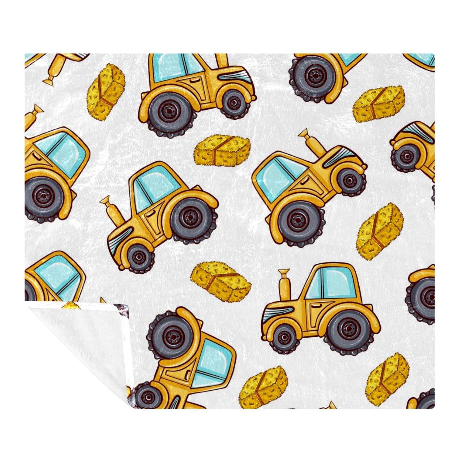 Couverture douce tracteur jaune anti-froid pour lit et voyage