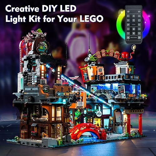 Miniatura 8 de LocoLee Kit de luces LED para Lego NINJAGO City Markets, juego de iluminación creativo de bricolaje, accesorios compatibles con Lego 71779 para