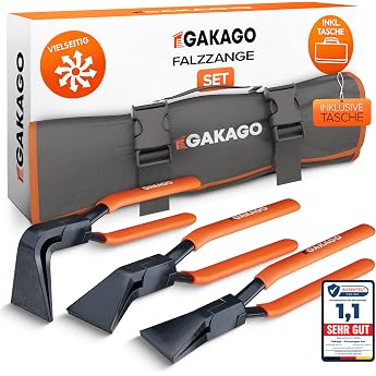 Gakago Folding Pliers Set of 3   45  90  180  Bending Pliers with Extra Wide 60 mm Jaws   Includes Storage Bag   Precise Spengler Tool for Roofers and Sheet Metal Bending
