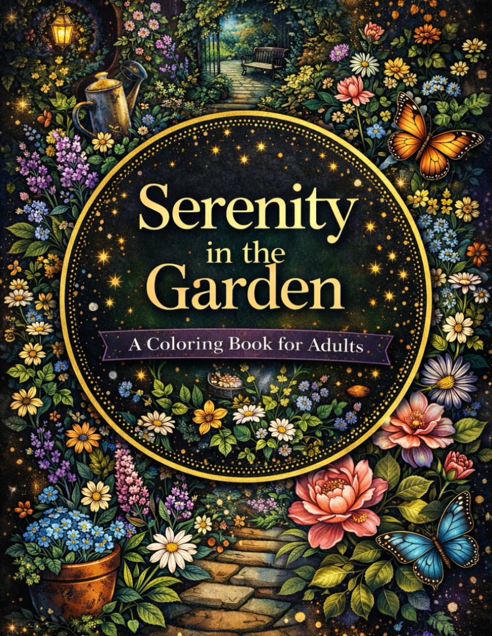 Serenity in the Garden A Coloring Book for Adults: 100+ Flowers, Plants, Nature Scenes, Outdoor Landscapes & Whimsical Garden Art to Color for Calm, ... (8.5x11) (Enchanted Interiors Collection)