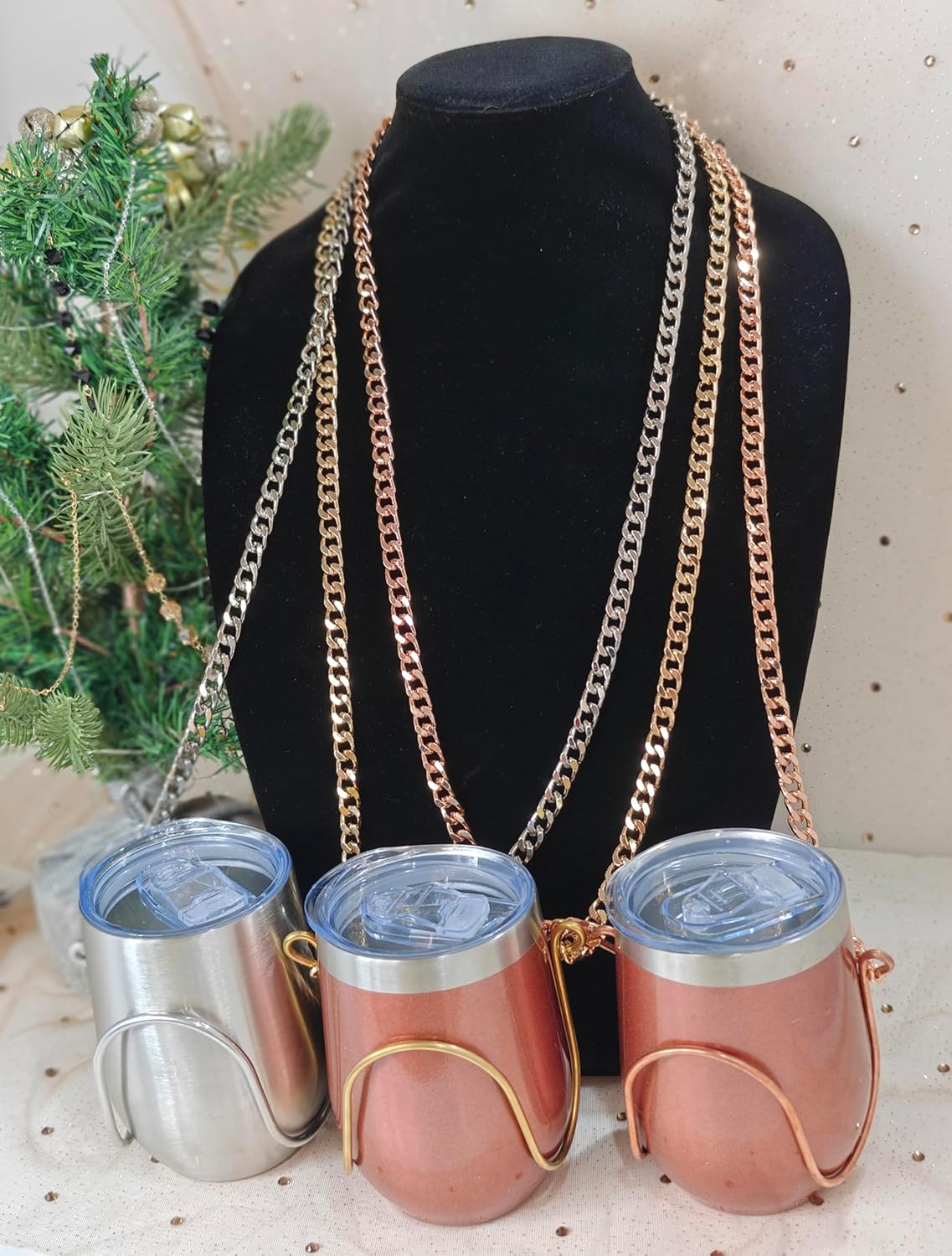 – (Silver, Gold or Bronze Chain Design The most unique, fashionable and functional product in beverage accessories