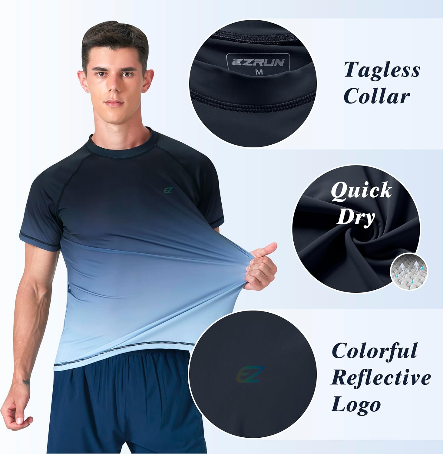 Men's Swim Shirts Rash Guard Short Sleeve UPF 50+ UV Sun Protection SPF Shirt Quick Dry Swimming Fishing Water Beach T Shirts - Image 5
