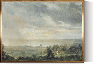 InSimSea Golden Framed Vintage Canvas Wall Art View From Elbe Valley Mountains L