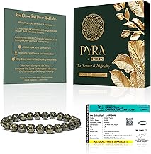 ORBON PYRA Raw Pyrite Bracelet – Natural Stone Energy for Men & Women | Golden Pyrite Crystal for Wealth, Success & Healing | with Activation Card & Authenticity Certificate