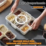 2 Pack Snackle Box Container, 8 Compartments Snack Box, Portable Serving Tray with Lid and Foldable Handle, Snack Organizer for Fruits, Snacks, Nuts, Veggies, Ideal for Travel & Picnics