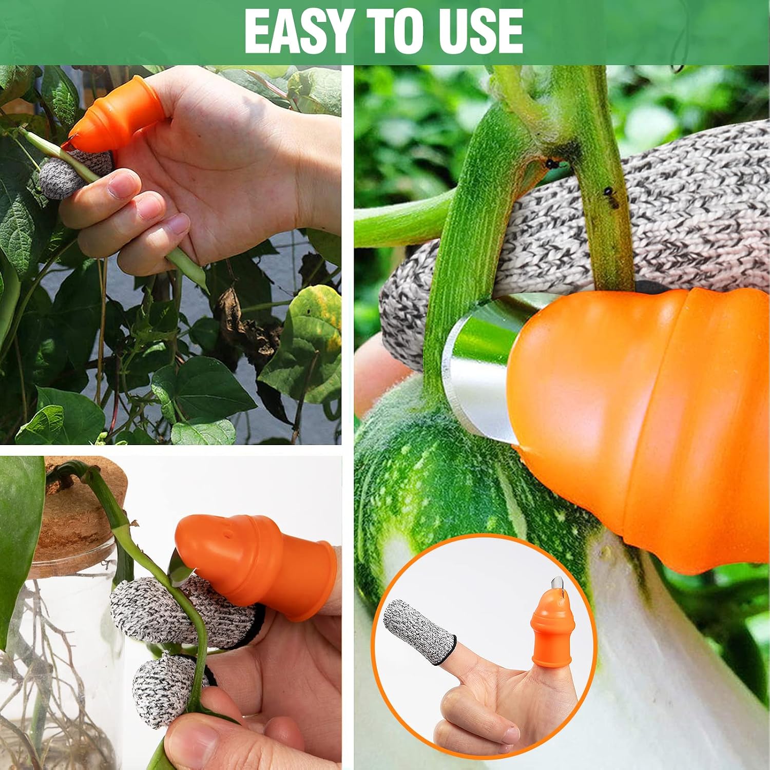 ANPHSIN 12 Pcs Garden Silicone Thumb Knife Tools- Separator Finger Knife Havesting Plant Picking Knife Gardening Gifts Plucking Thumb Finger Cutter for Trimming Garden Plants Strawberry Vegetables