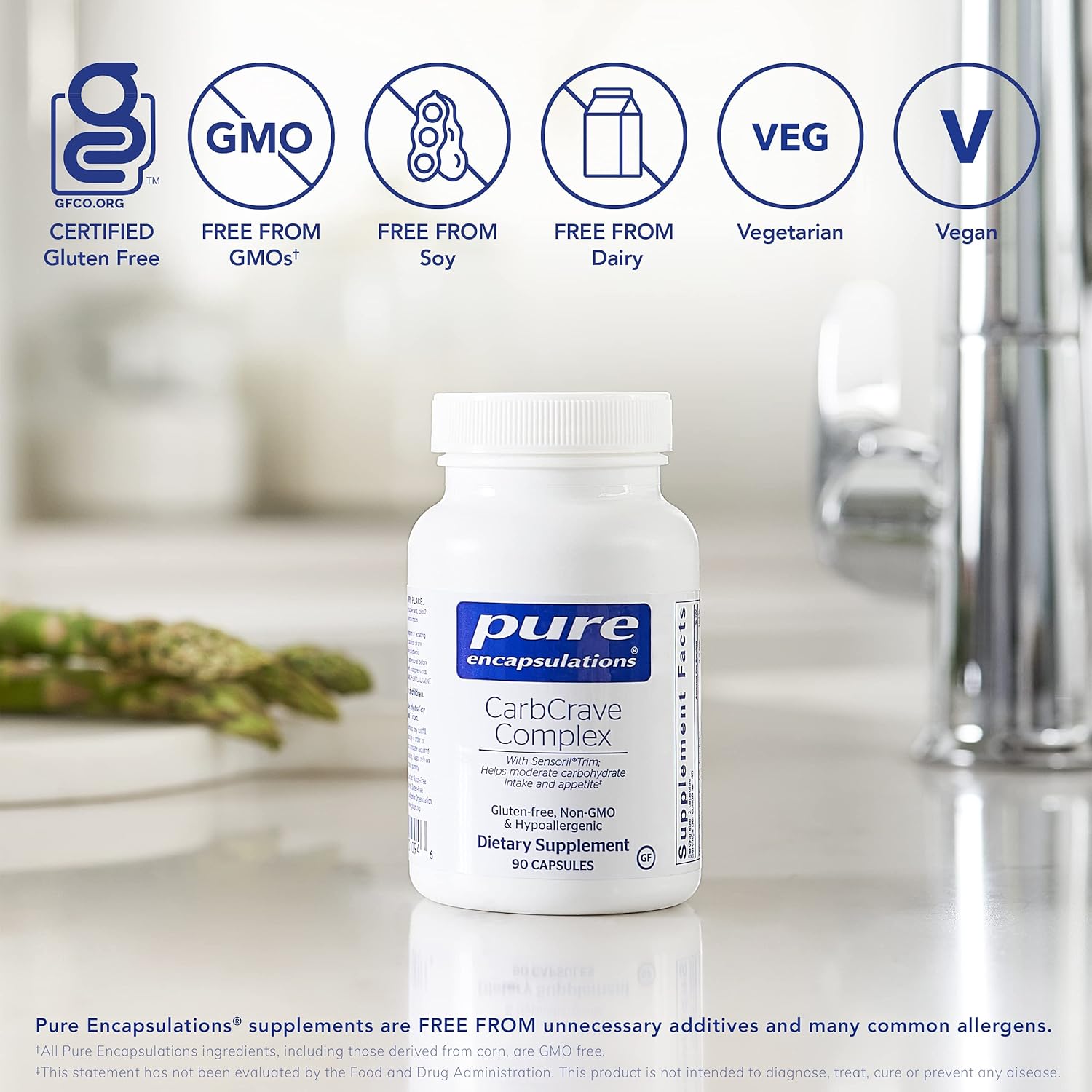 Pure Encapsulations - CarbCrave Complex - with Sensoril Trim to Help Moderate Carbohydrate Intake and Lessen Appetite - 90 Capsules : Health & Household