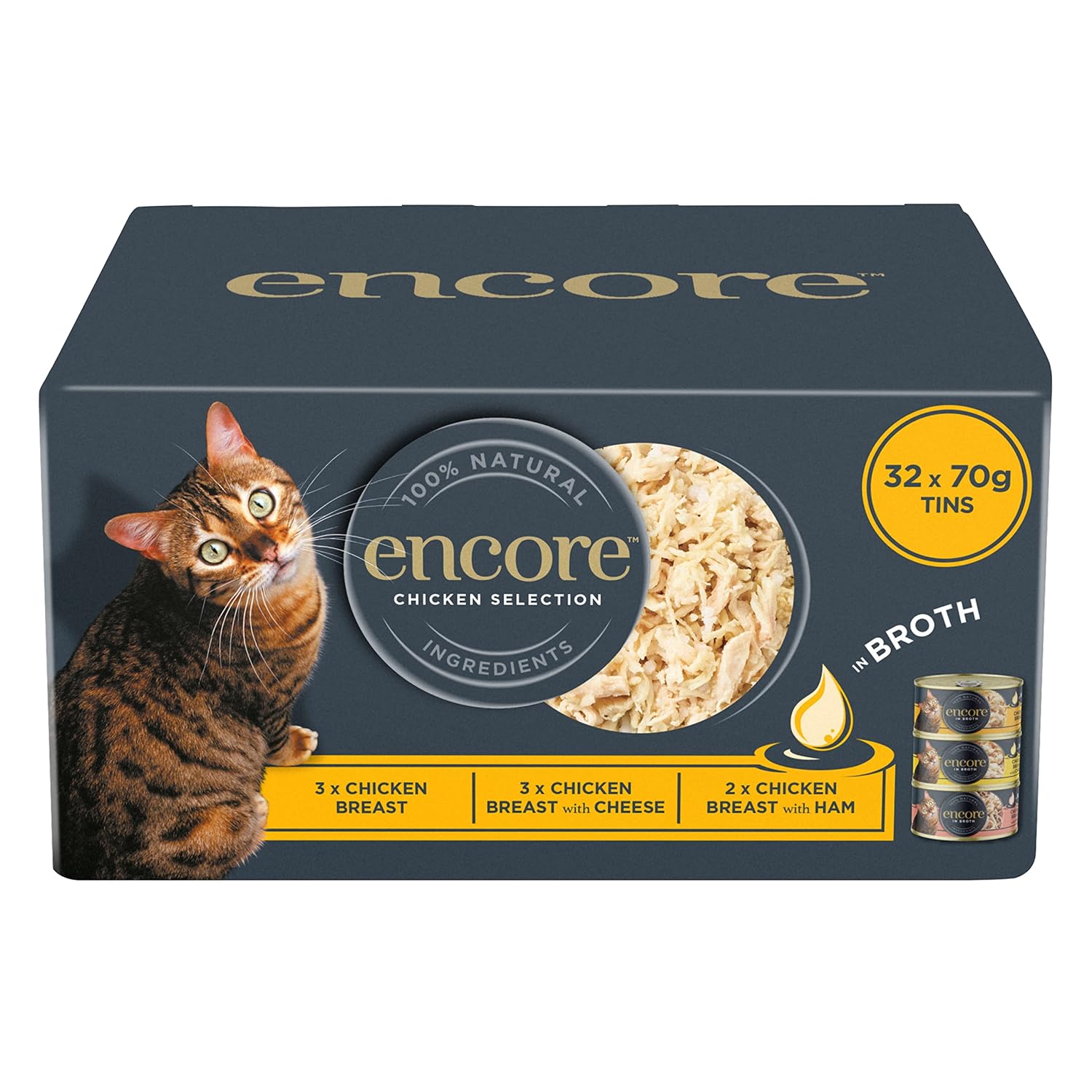 Encore Cat Tin Chicken Multipack 8 x 70 g (Pack of 4, Total 32 Cans)