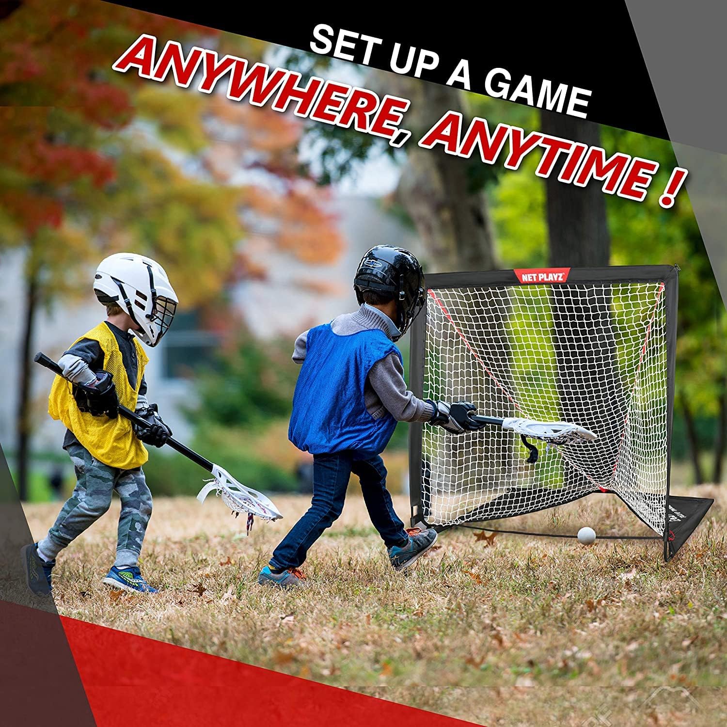 NET PLAYZ Kids Lacrosse Goal - Backyard Training, Practice & Exercise | Portable Lacrosse Net, Equipment & Gear, Black,NOH445402022 : Sports & Outdoors