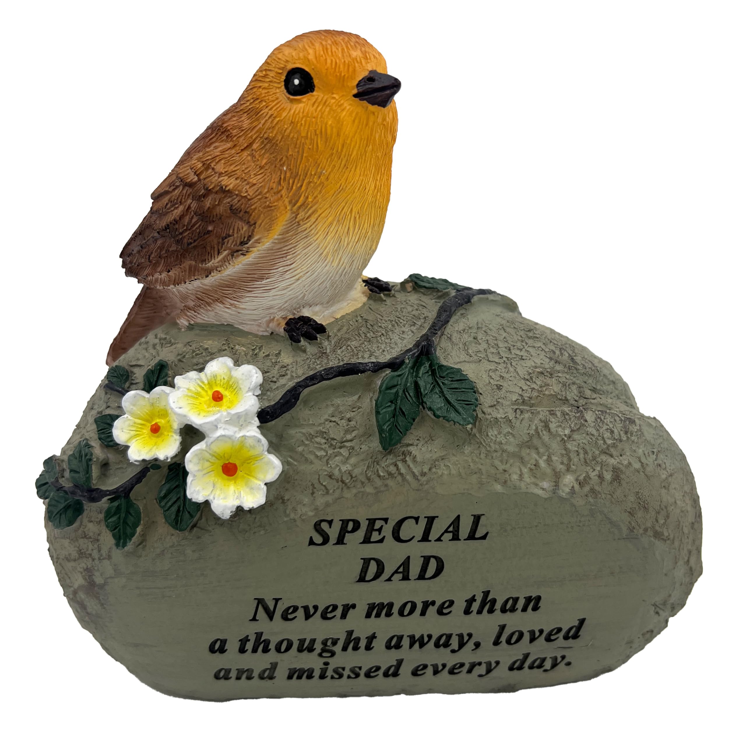 Angraves Multicolor Special Dad Graveside Memorial Robin Bird Resin Stone Grave Plaque Ornament Decoration Sadly Missed