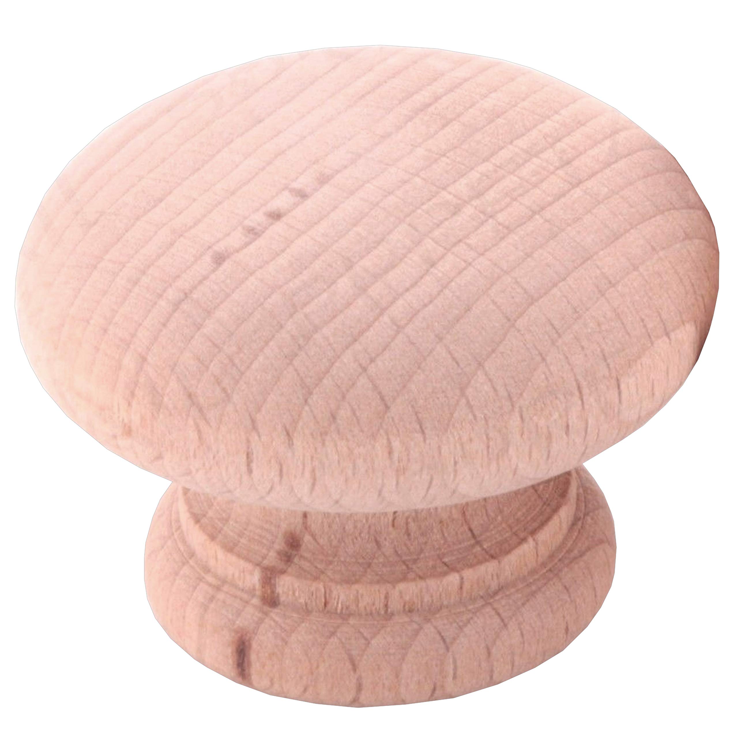 White Hinge White 10X Large 50Mm Drilled Natural Plain Knobs - Wooden Cupboard/Door/Drawer Handles